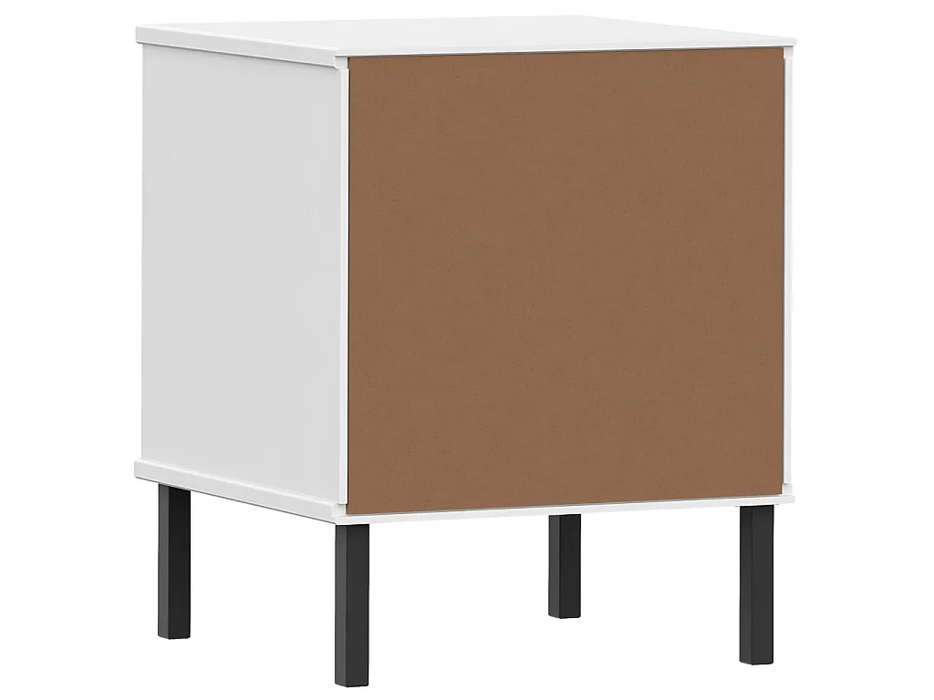 Table de chevet avec pieds en métal Blanc Bois pin massif OSLO