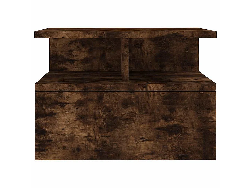Tables de chevet flottantes 2 pcs Chêne fumé Bois d’ingénierie