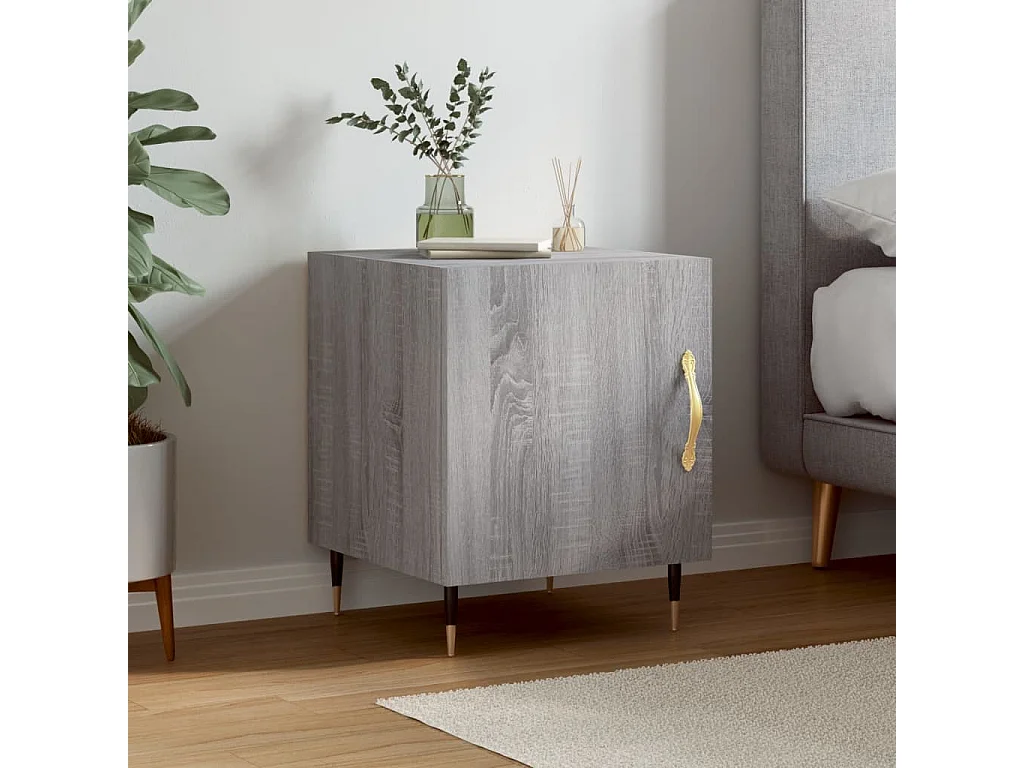 Table de chevet sonoma gris 40x40x50 cm bois d'ingénierie