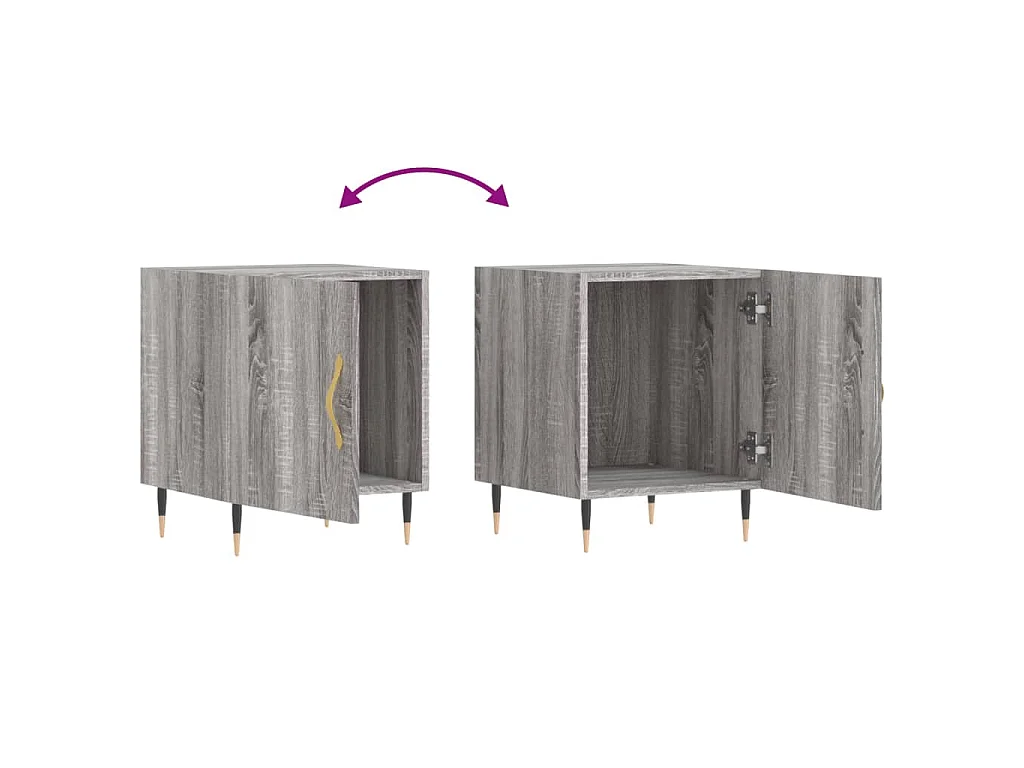 Table de chevet sonoma gris 40x40x50 cm bois d'ingénierie
