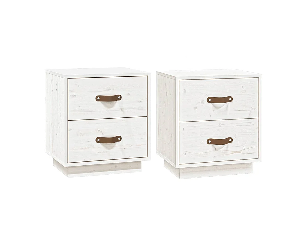 Mesas de cabeceira 2 pcs 40x34x45 cm pinho maciço branco