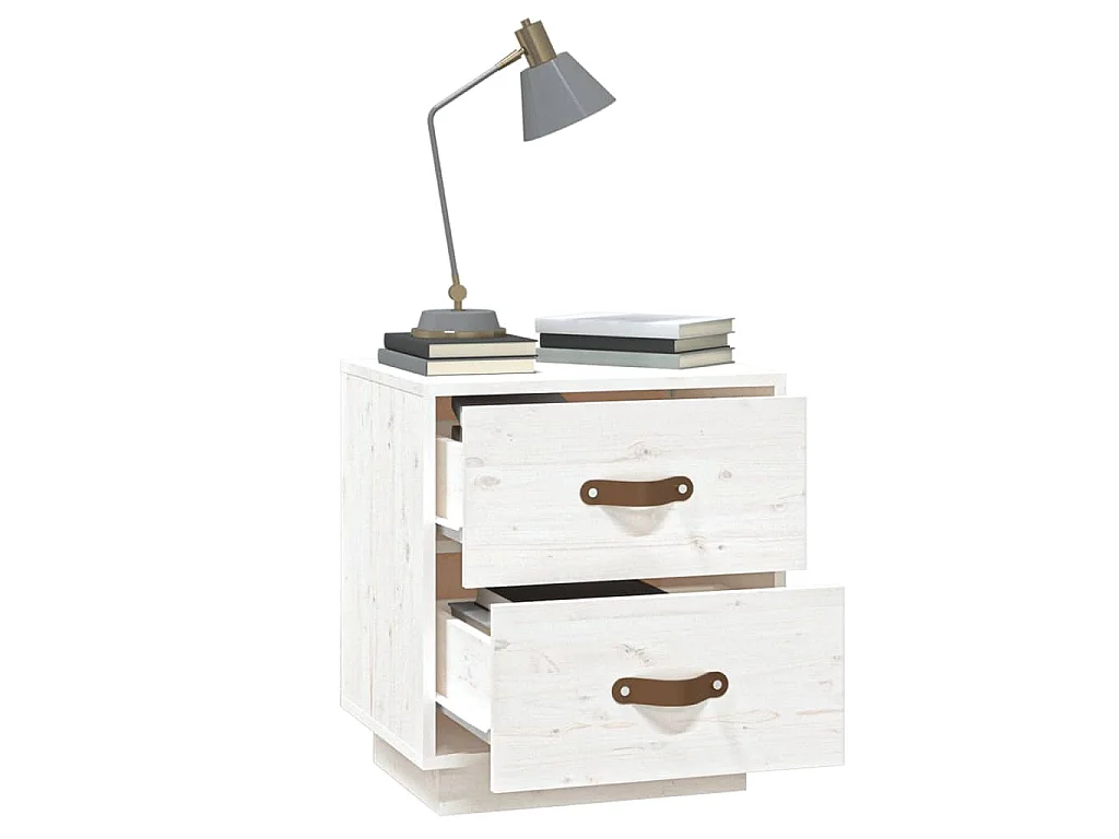 Mesas de cabeceira 2 pcs 40x34x45 cm pinho maciço branco