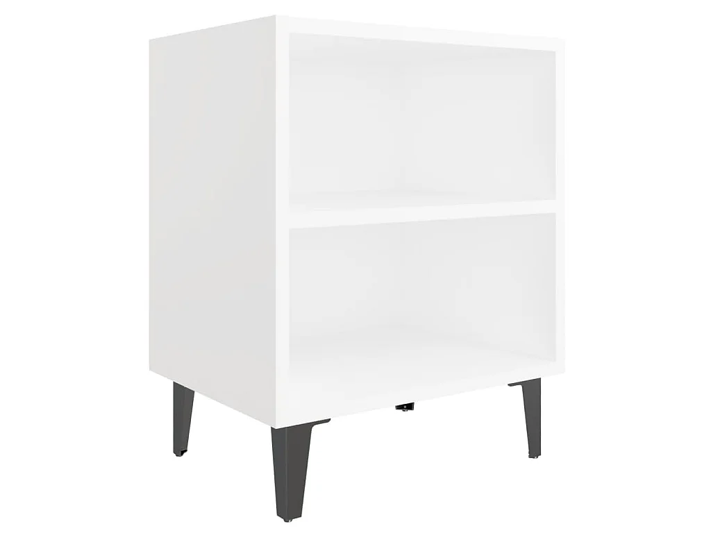 Comodino con Gambe in Metallo Bianco 40x30x50 cm