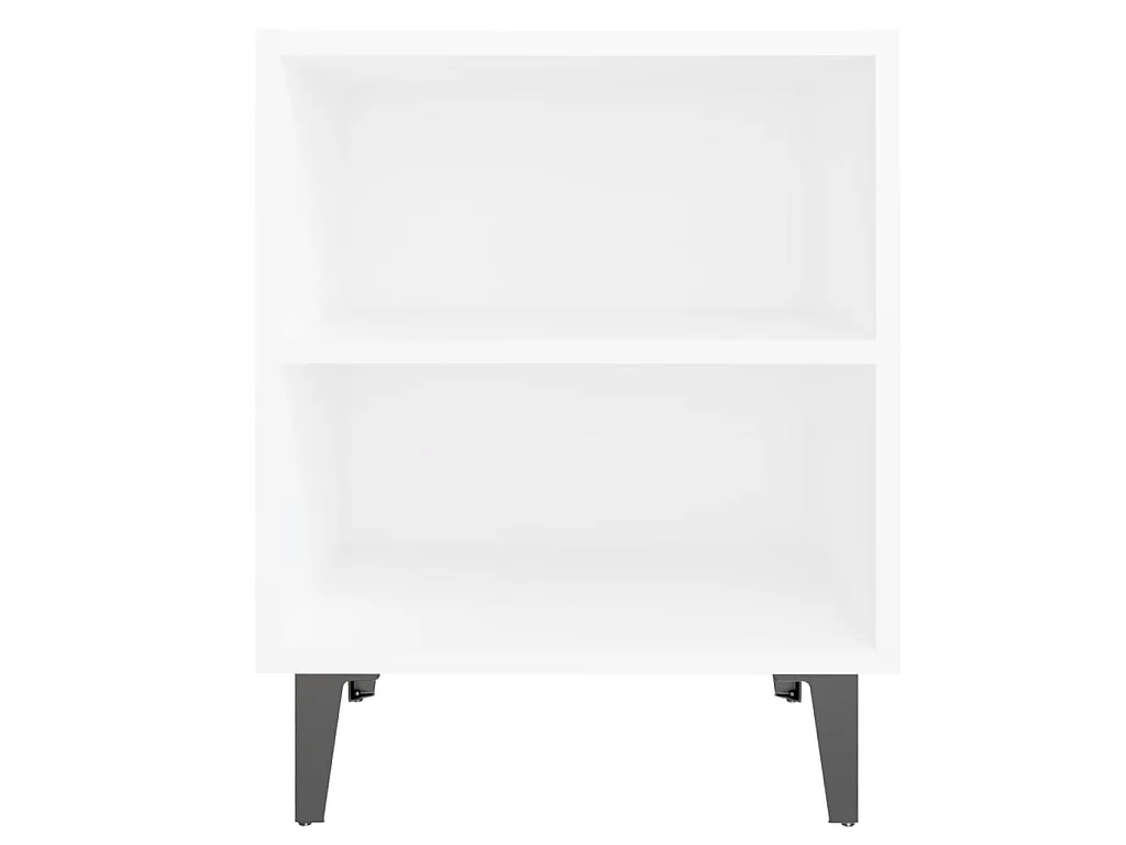Comodino con Gambe in Metallo Bianco 40x30x50 cm