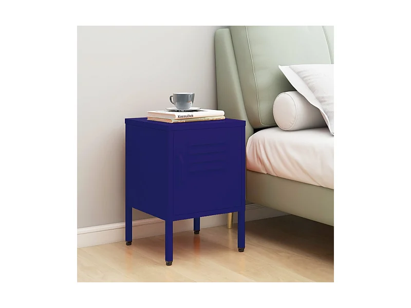 Table de chevet Bleu marine 35x35x51 cm Acier