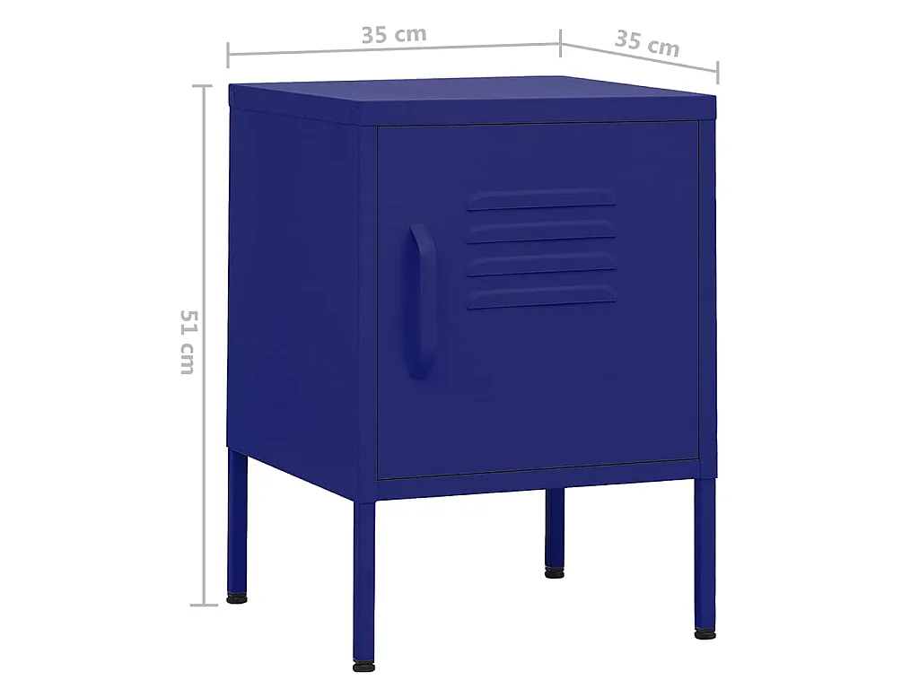 Table de chevet Bleu marine 35x35x51 cm Acier