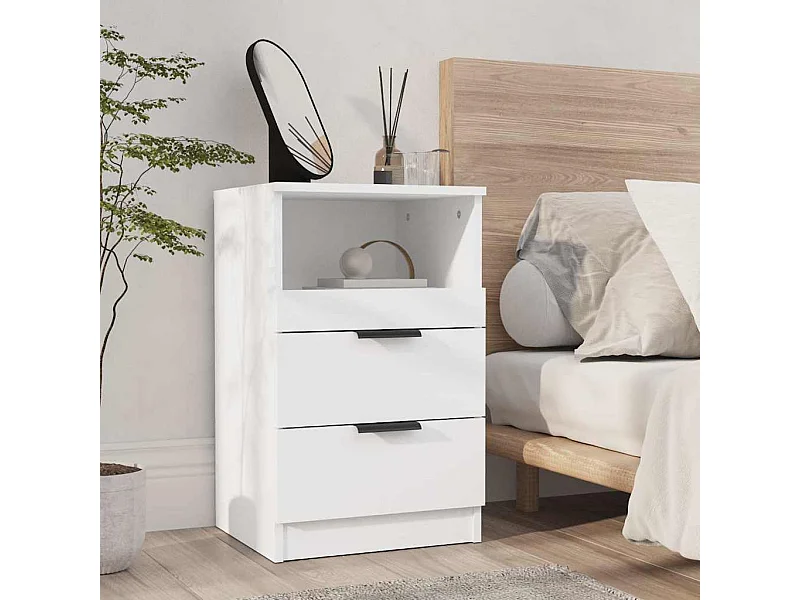 Nachtkastje bewerkt hout wit