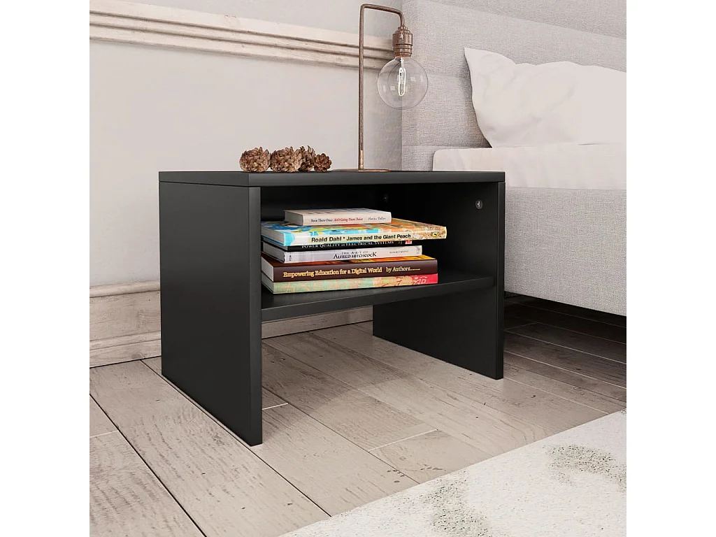 Tables de chevet 2 pcs Noir 40x30x30 cm Bois d'ingénierie