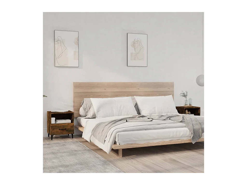 Tables de chevet 2 pcs Chêne fumé Bois d'ingénierie
