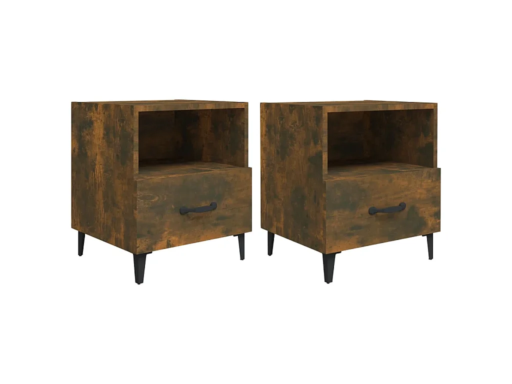 Tables de chevet 2 pcs Chêne fumé Bois d'ingénierie