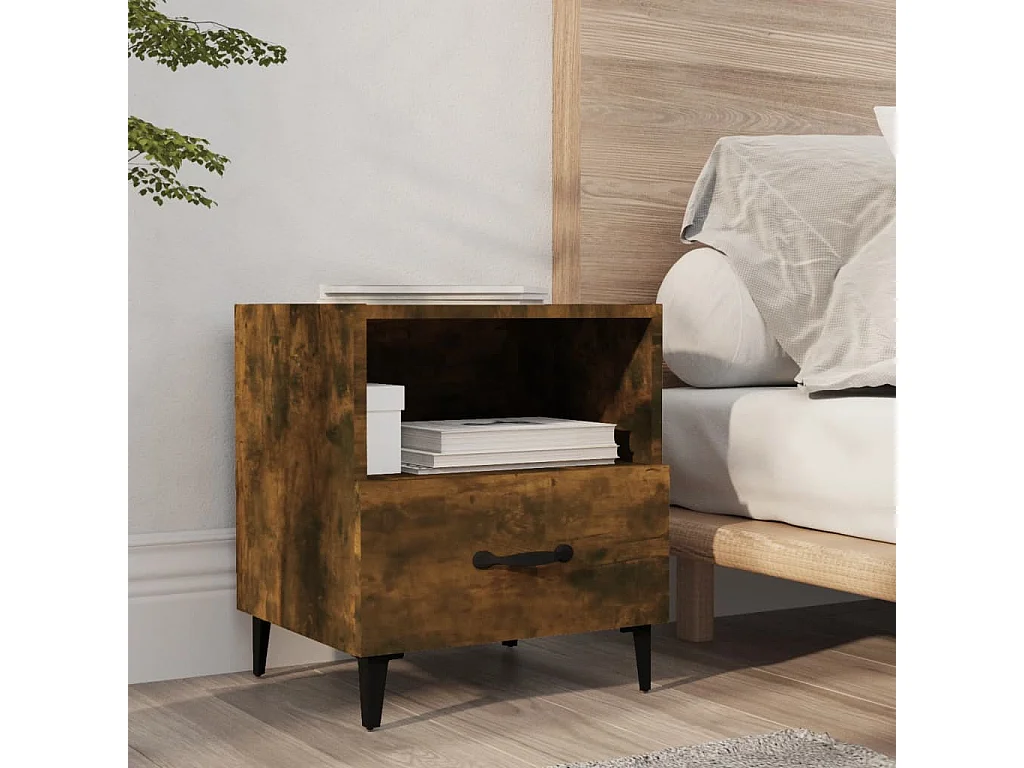 Tables de chevet 2 pcs Chêne fumé Bois d'ingénierie