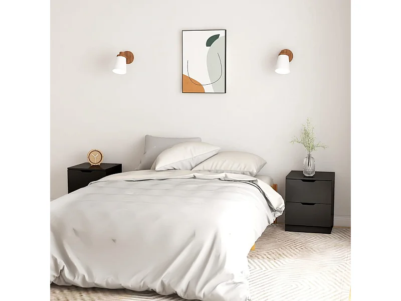 Comodini 2 pz Neri 40x40x50 cm in Legno Multistrato