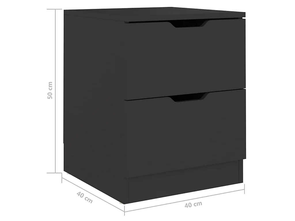 Mesas de cabeceira 2 pcs 40x40x50 cm contraplacado preto
