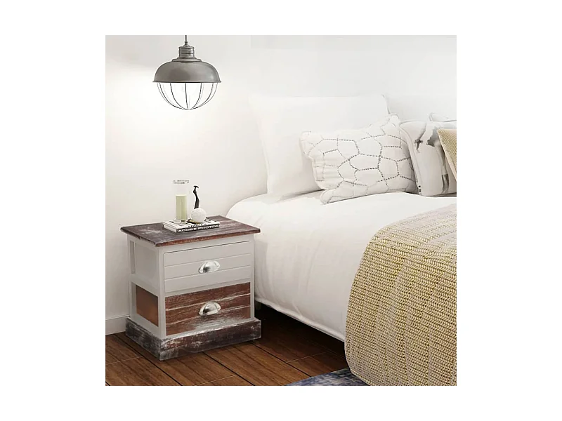 Nachttische 2 Stk. Braun und Weiß