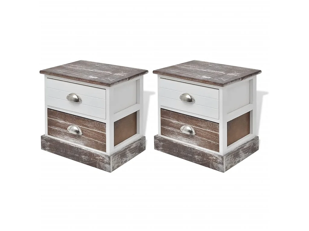 Nachttische 2 Stk. Braun und Weiß