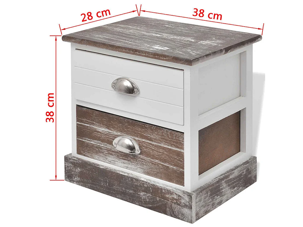 Nachttische 2 Stk. Braun und Weiß