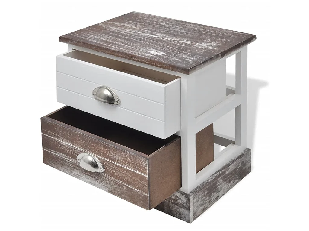 Nachttische 2 Stk. Braun und Weiß