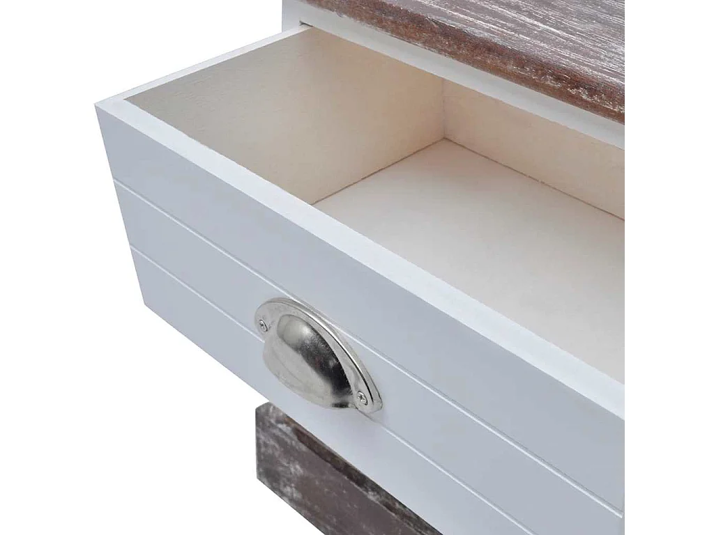 Table de chevet 2 pcs Marron et Blanc
