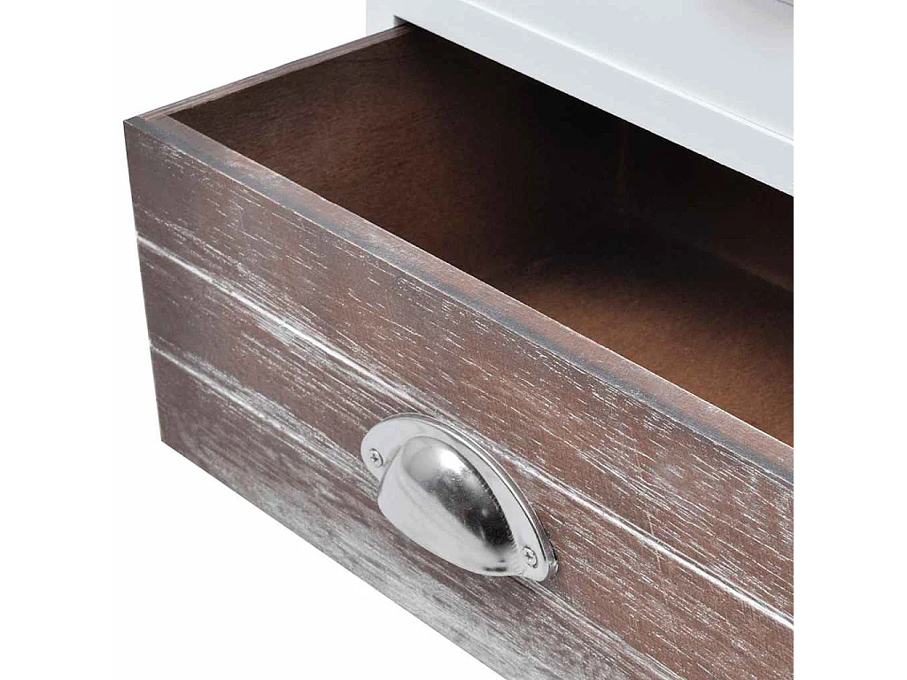 Table de chevet 2 pcs Marron et Blanc