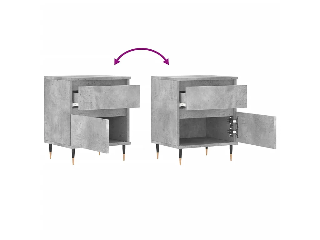 Tables de chevet 2 pcs gris béton 40x35x50 cm bois d’ingénierie