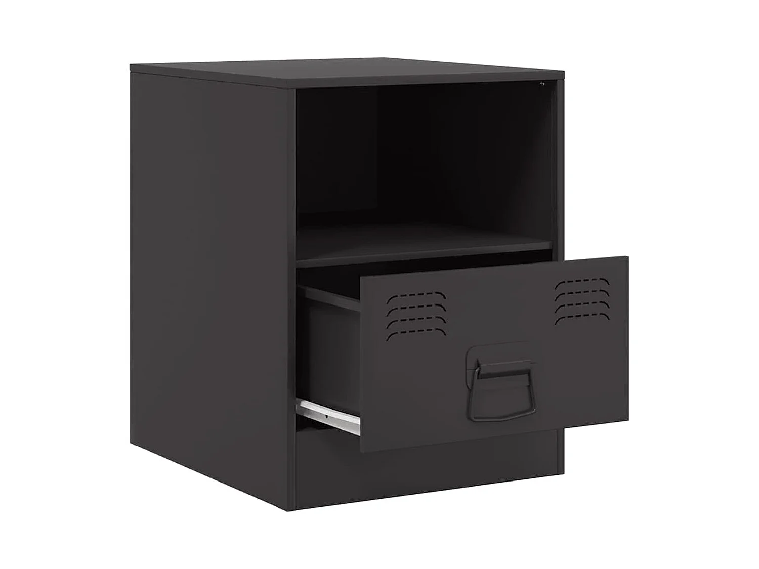 Table de chevet noir 34,5x39x44 cm acier