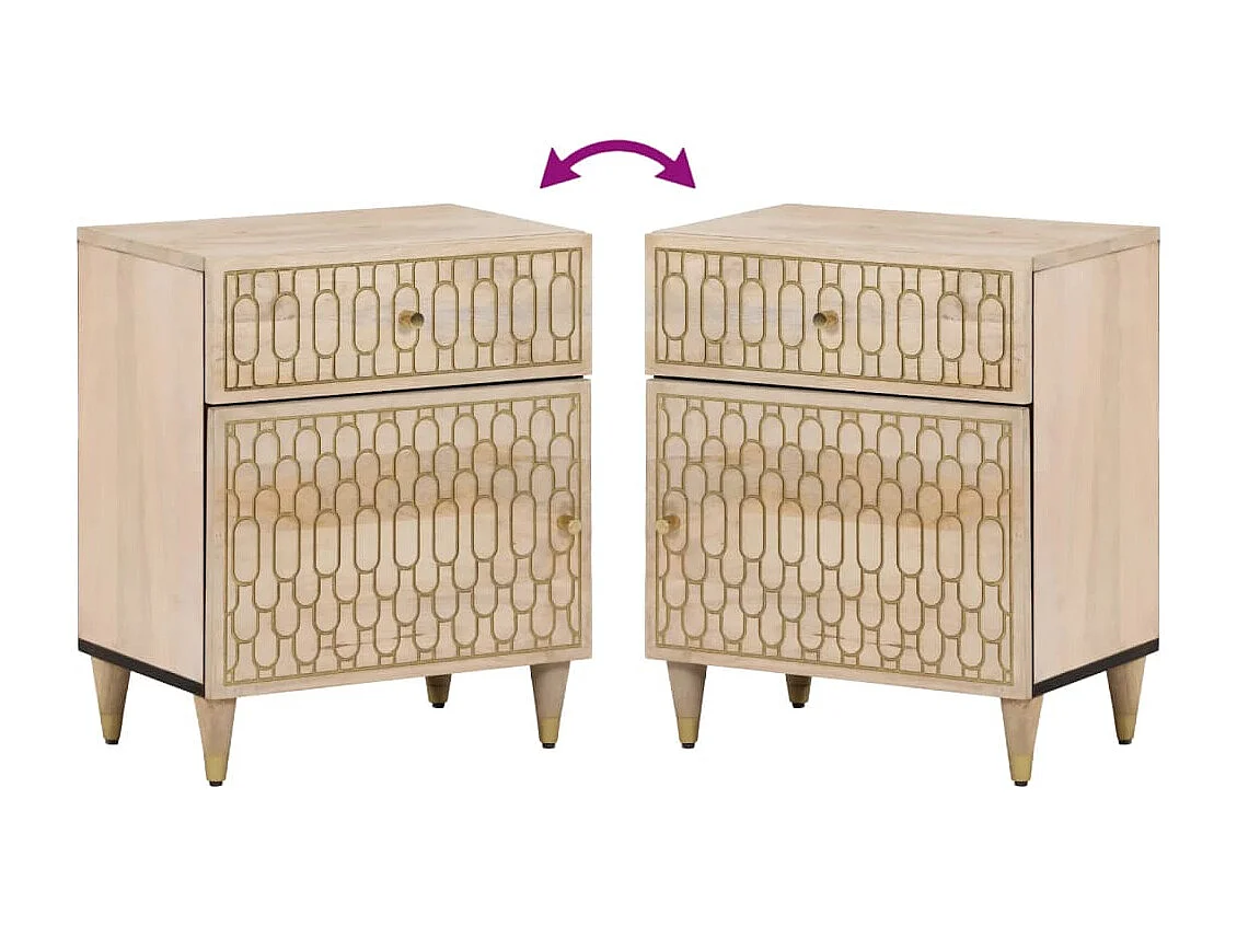 Table de chevet 50x33x60 cm bois de manguier massif