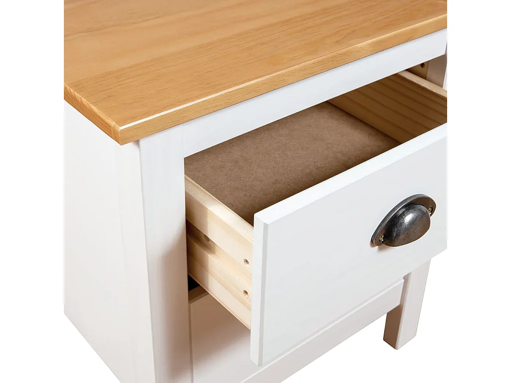 Table de chevet Hill Blanc 46x35x49,5 cm Bois de pin solide
