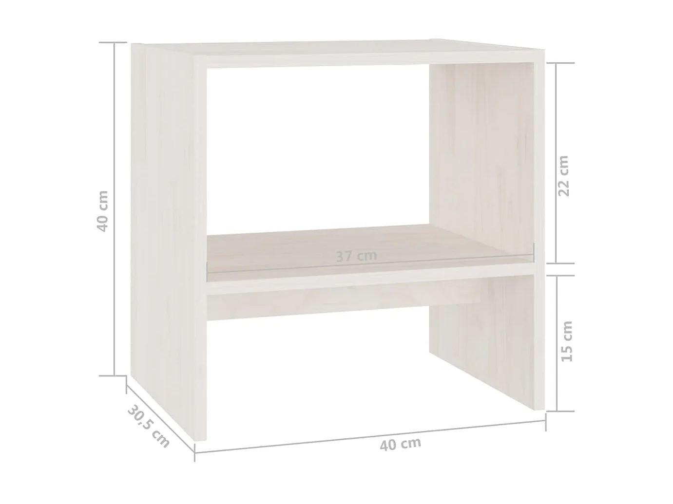 Mesas de cabeceira 2 pcs 40x30,5x40 cm pinho maciço branco