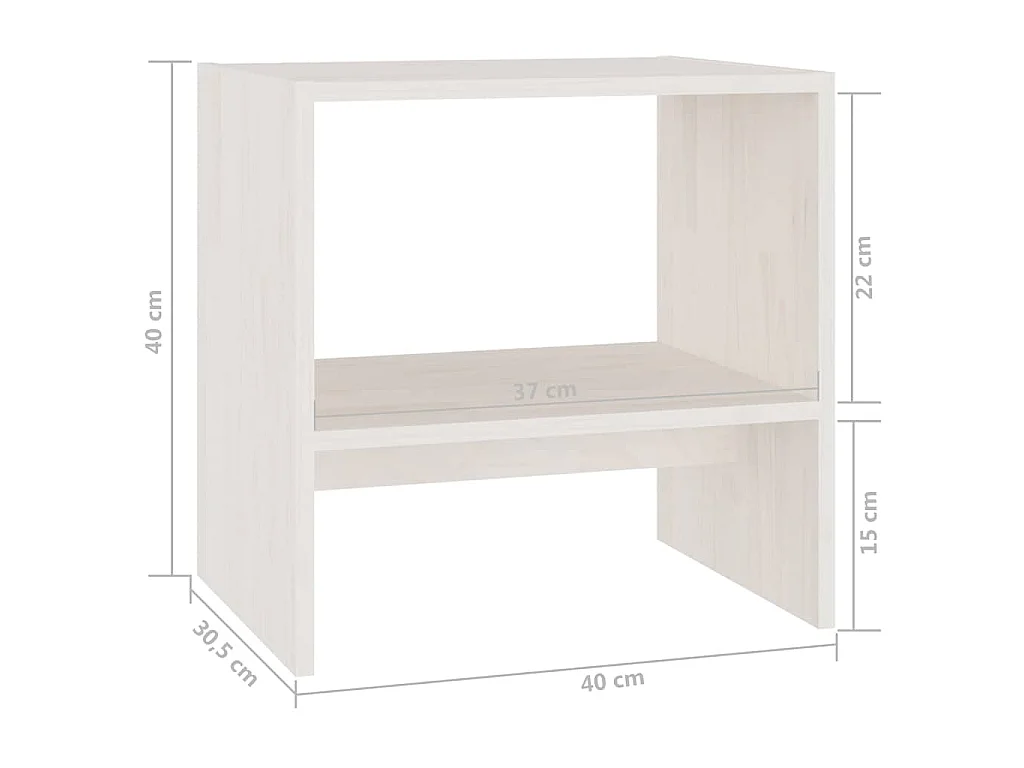 Mesas de cabeceira 2 pcs 40x30,5x40 cm pinho maciço branco