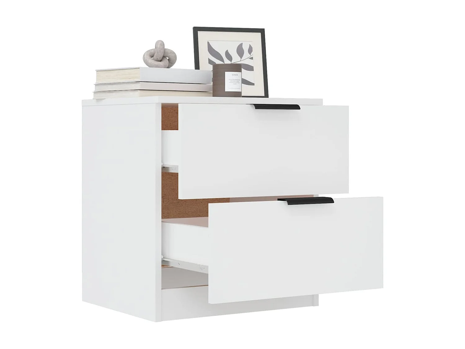 Tables de chevet 2 pcs Blanc Bois d'ingénierie