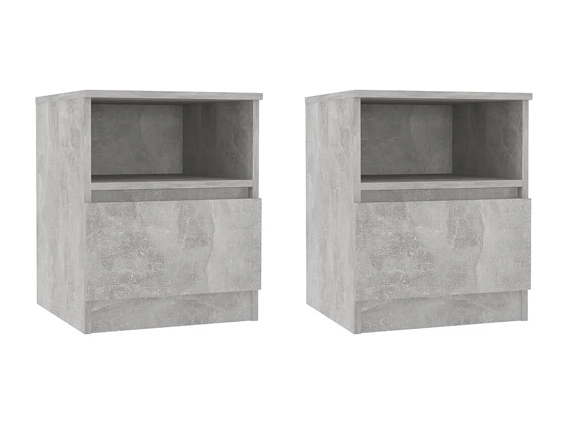 Tables de chevet 2 pcs Gris béton 40x40x50 cm Aggloméré