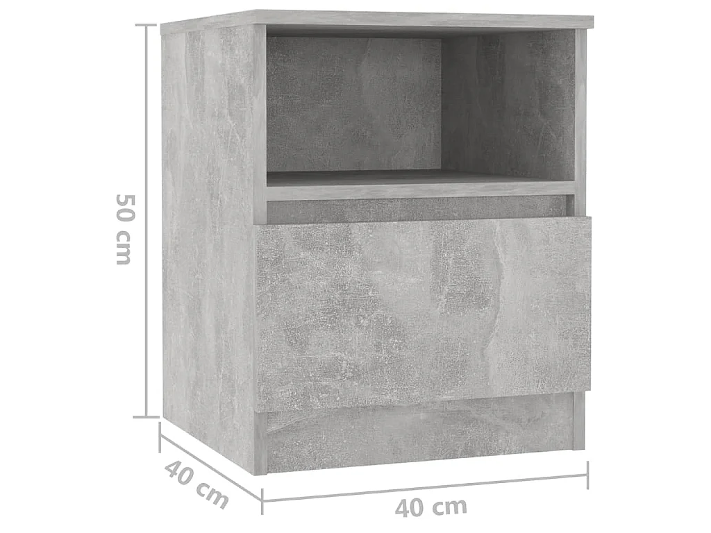 Nachtkastjes 2 st 40x40x50 cm bewerkt hout betongrijs
