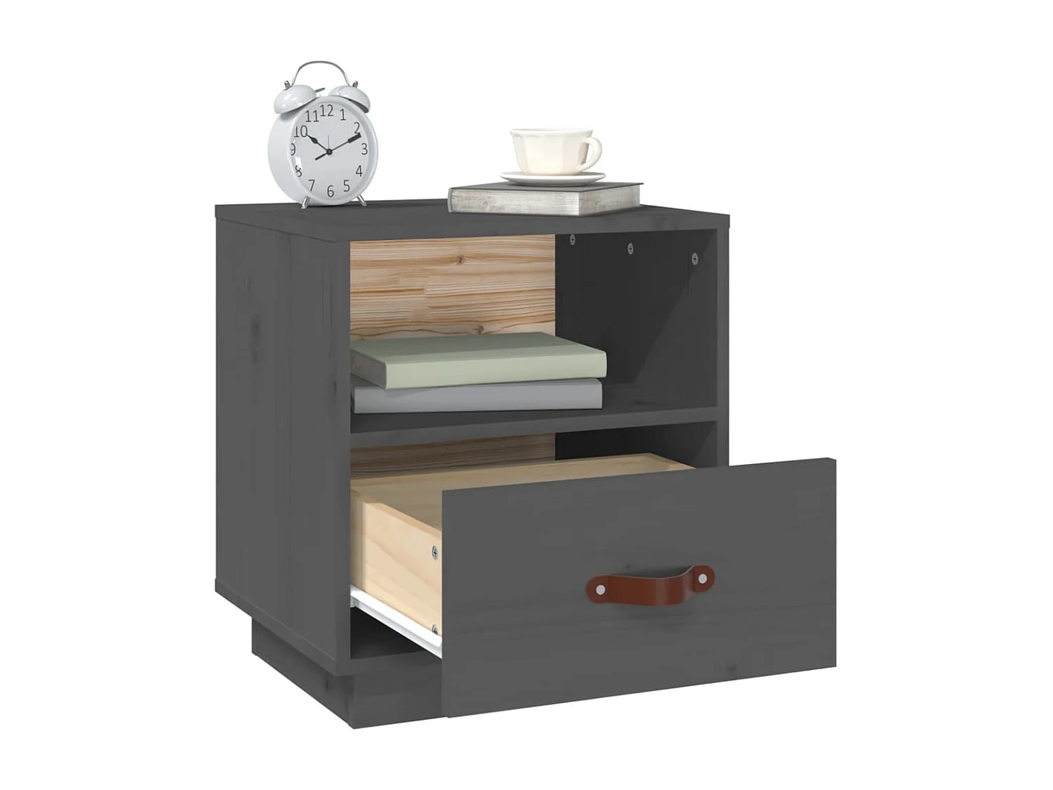 Mesitas de noche 2 uds madera maciza pino gris 40x34x45 cm