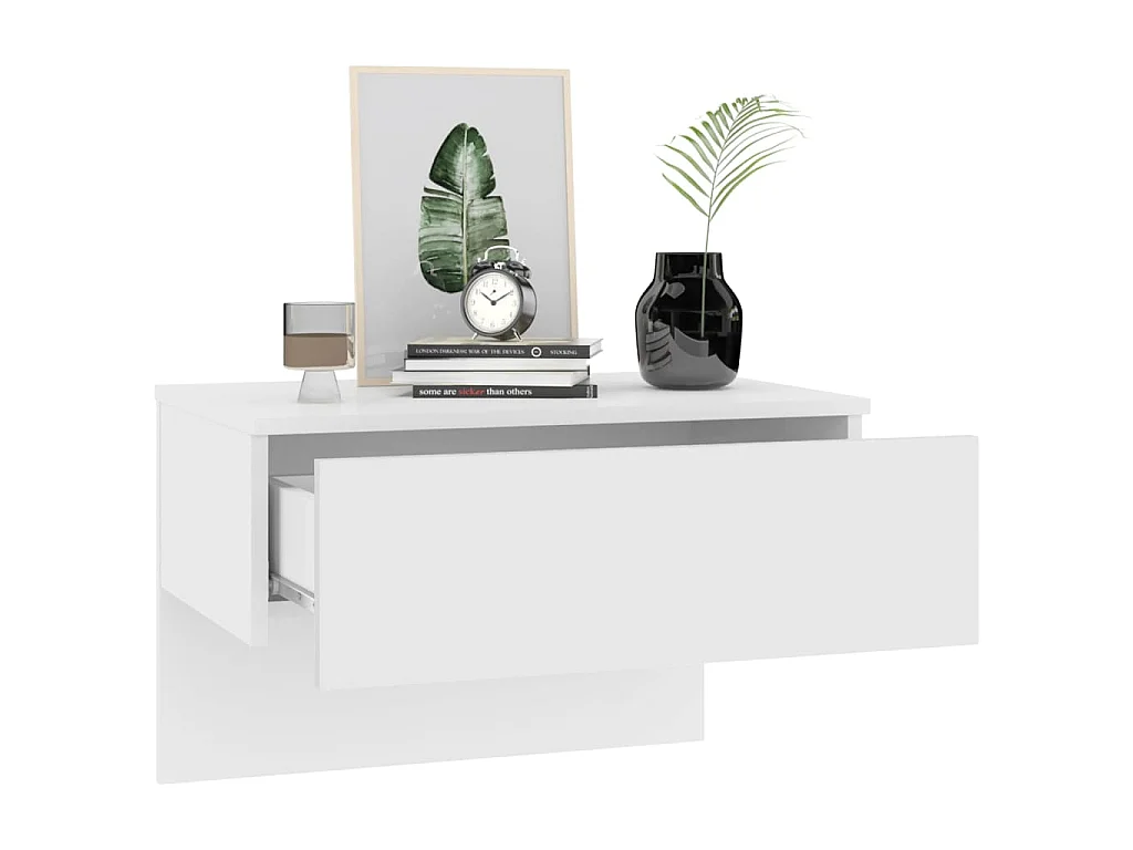 Tables de chevet murales 2 pcs Blanc brillant