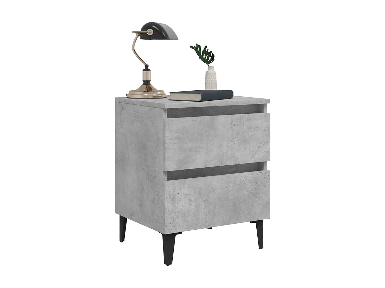 Table de chevet gris béton 40x35x50 cm bois d'ingénierie