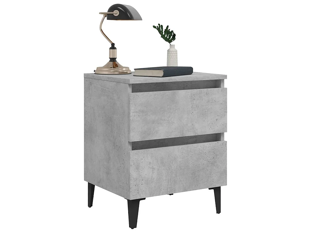 Table de chevet gris béton 40x35x50 cm bois d'ingénierie