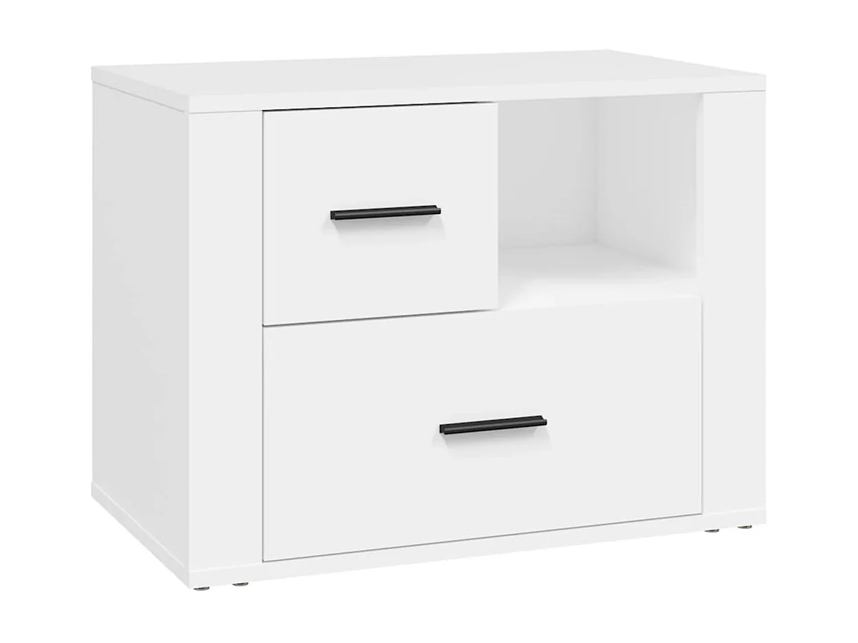 Nachtkastje 60x36x45 cm bewerkt hout wit