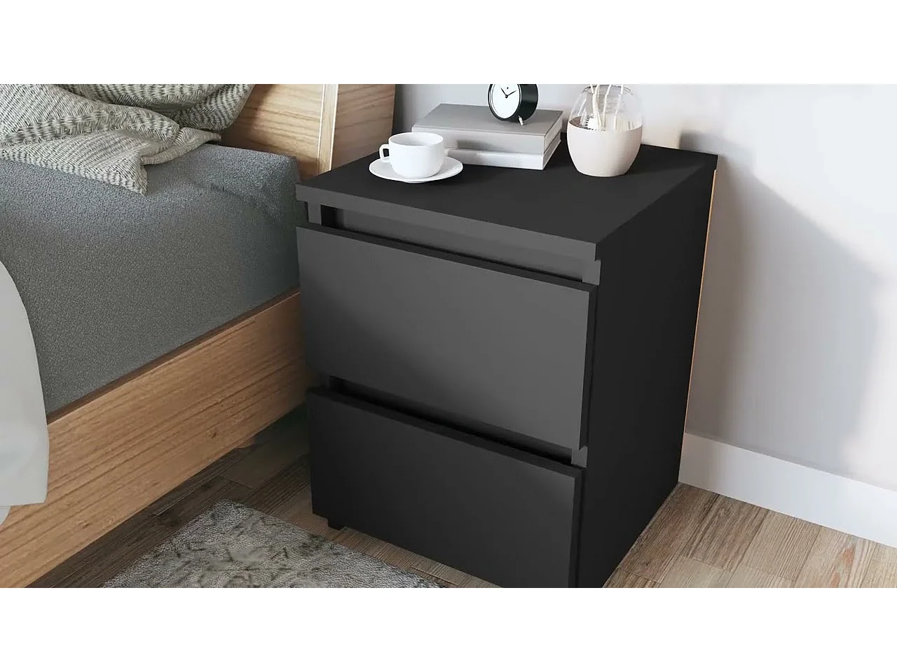 Tables de chevet 2 pcs Noir 30x30x40 cm Bois d'ingénierie