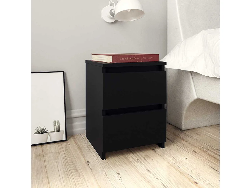 Nachtkastjes 2 st 30x30x40 cm bewerkt hout zwart