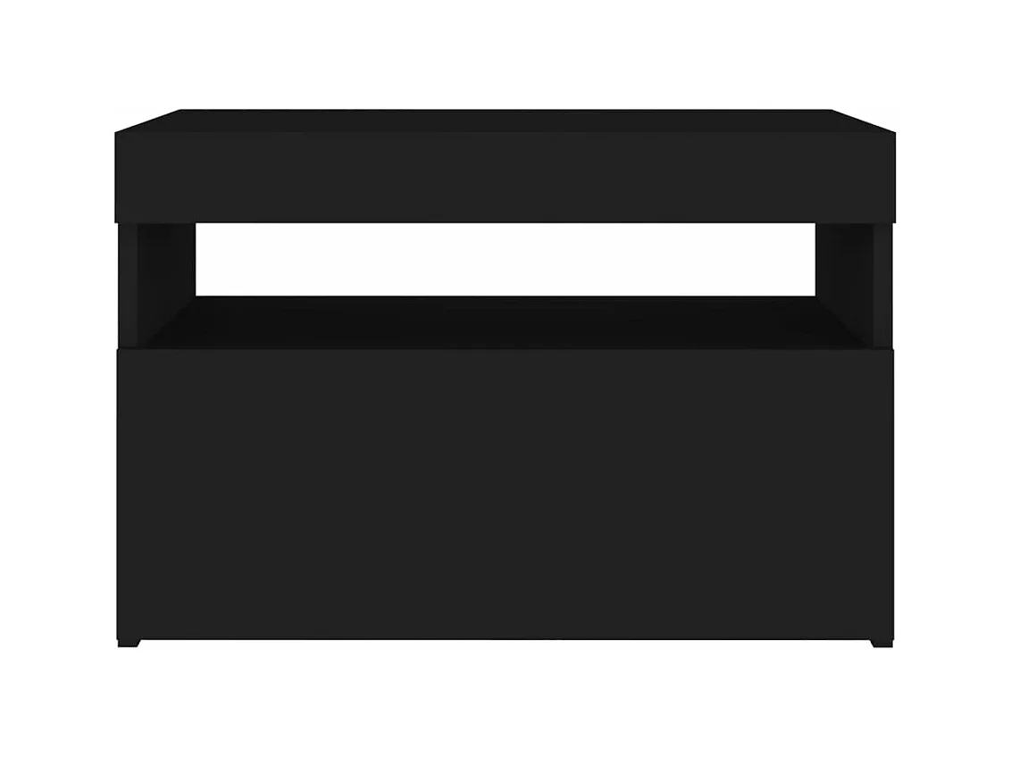 Nachtkastje 2 st LED-verlichting 60x35x40 cm bewerkt hout zwart