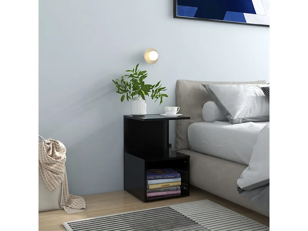 Table de chevet noir 35x35x55 cm bois ingénierie