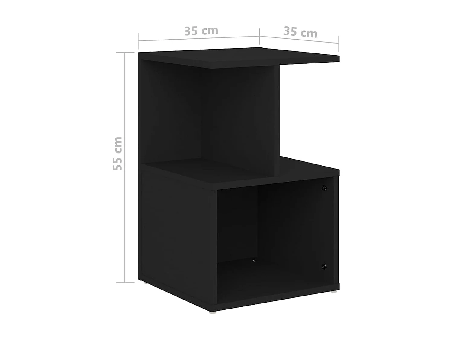 Table de chevet noir 35x35x55 cm bois ingénierie