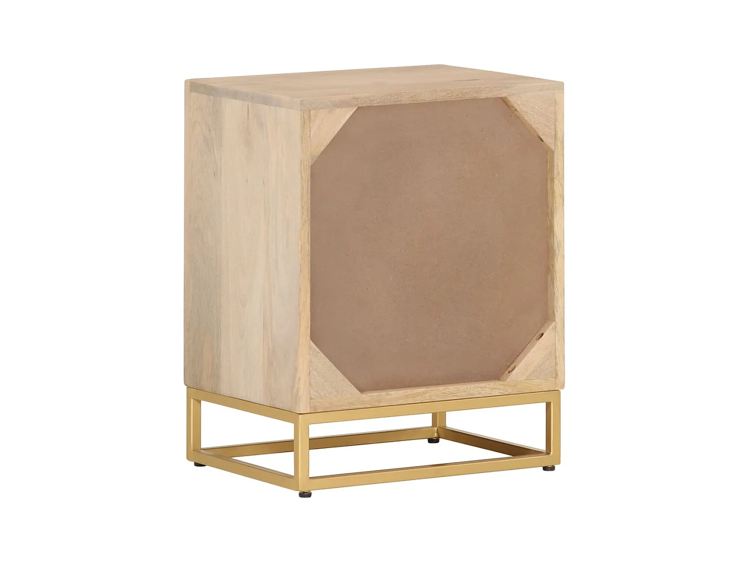 Comodino 40x30x50 cm in Legno Massello di Mango e Ferro