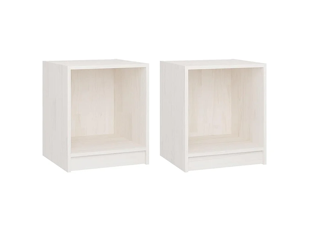 Mesita de noche 2 uds madera de pino blanco 35,5x33,5x41,5 cm