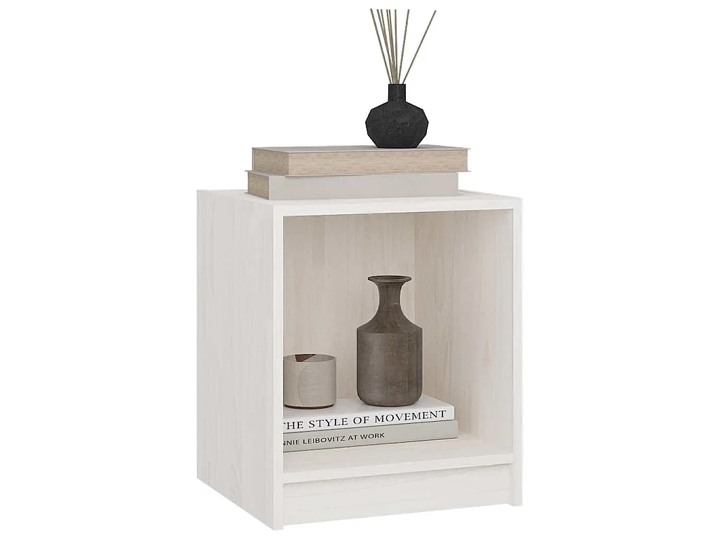 Mesita de noche 2 uds madera de pino blanco 35,5x33,5x41,5 cm