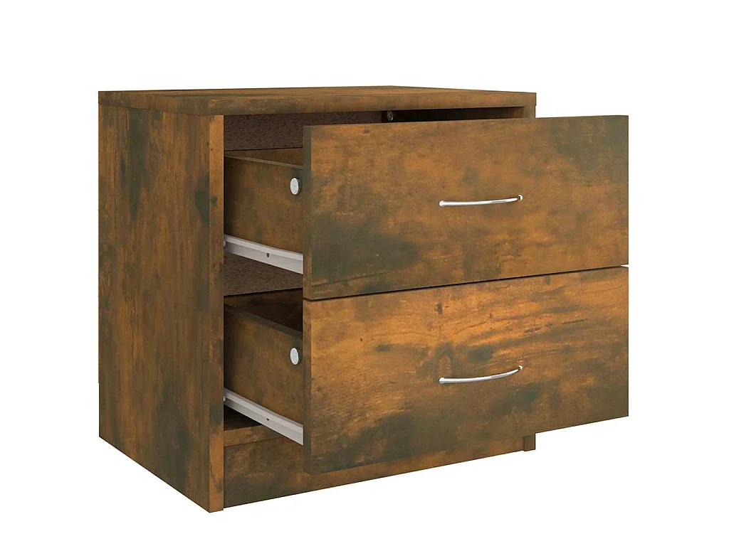 Nachtkastje 40x30x40 cm bewerkt hout gerookt eikenkleurig