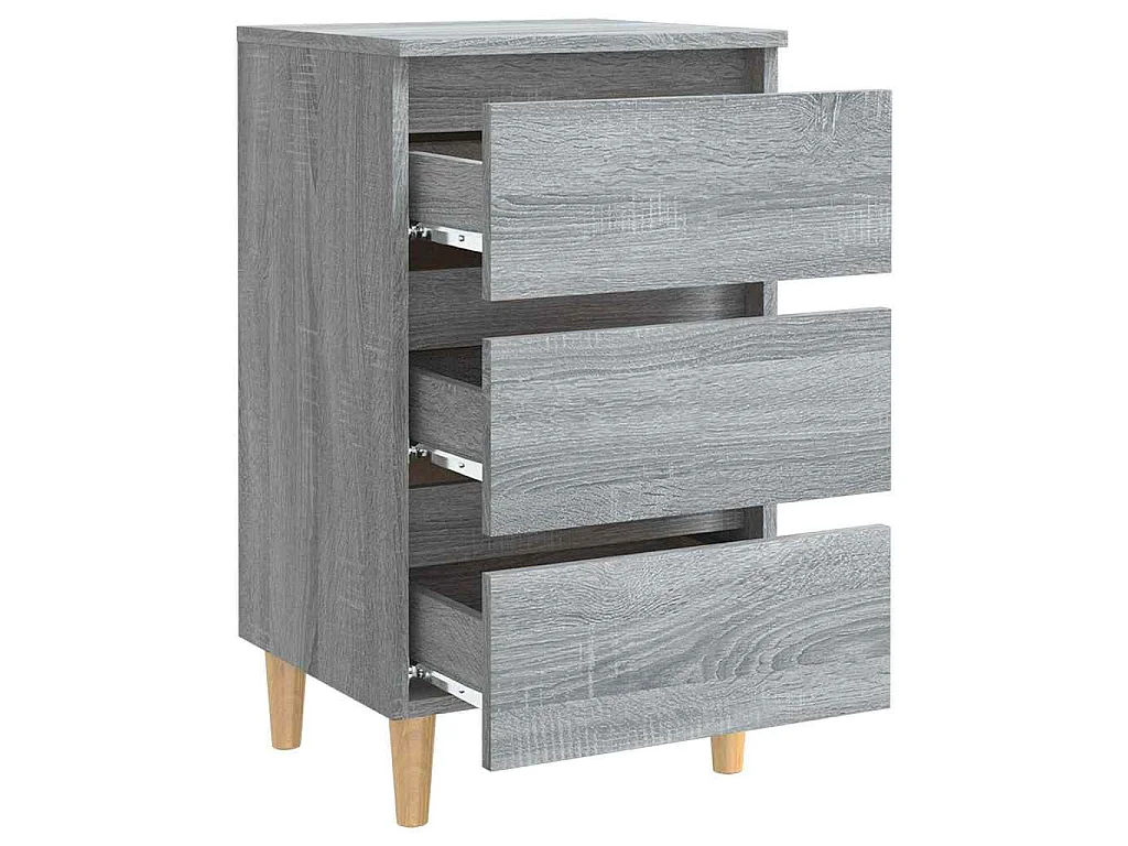 Table de chevet avec pieds en bois Sonoma gris 40x35x69 cm