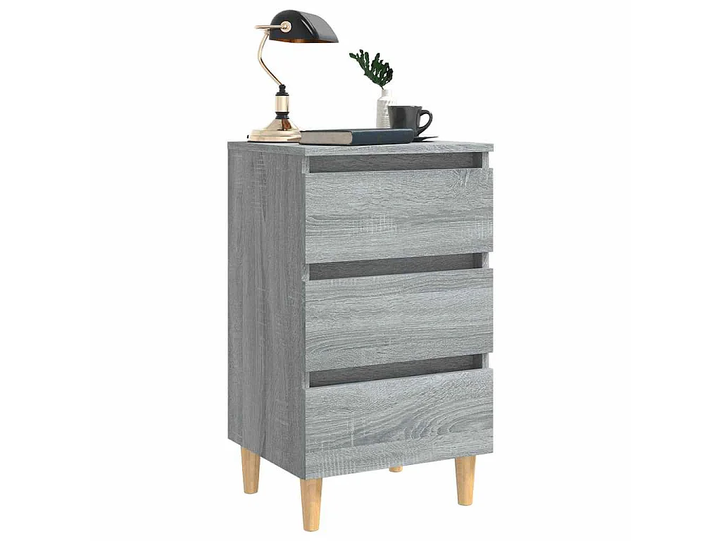 Table de chevet avec pieds en bois Sonoma gris 40x35x69 cm