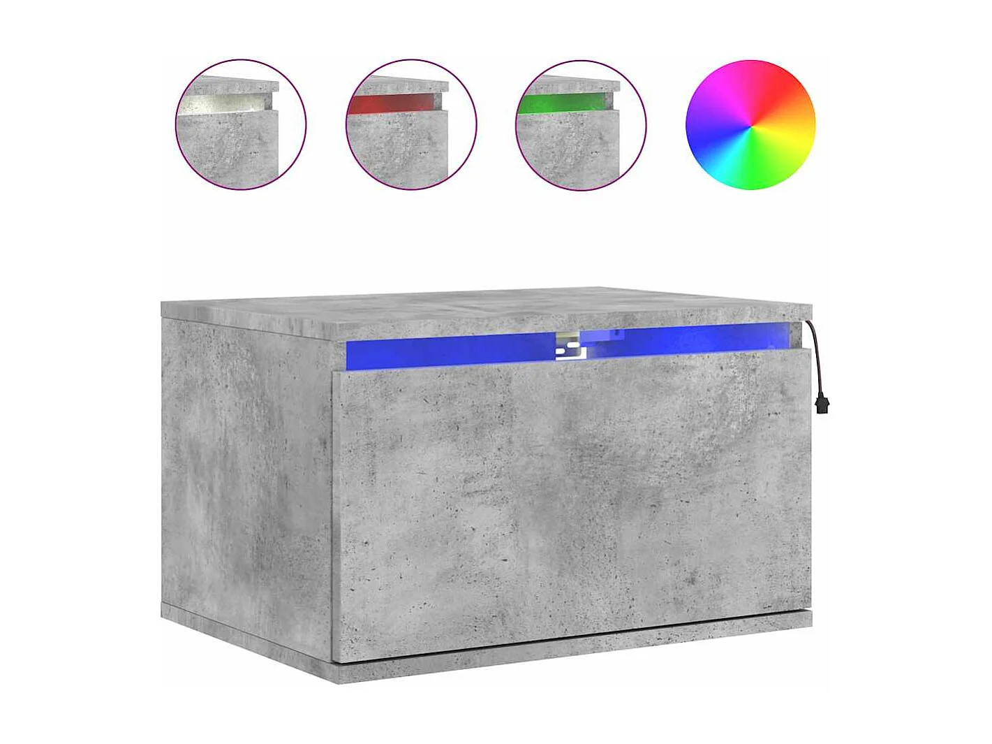 Wand-Nachttisch mit LED-Leuchten Betongrau