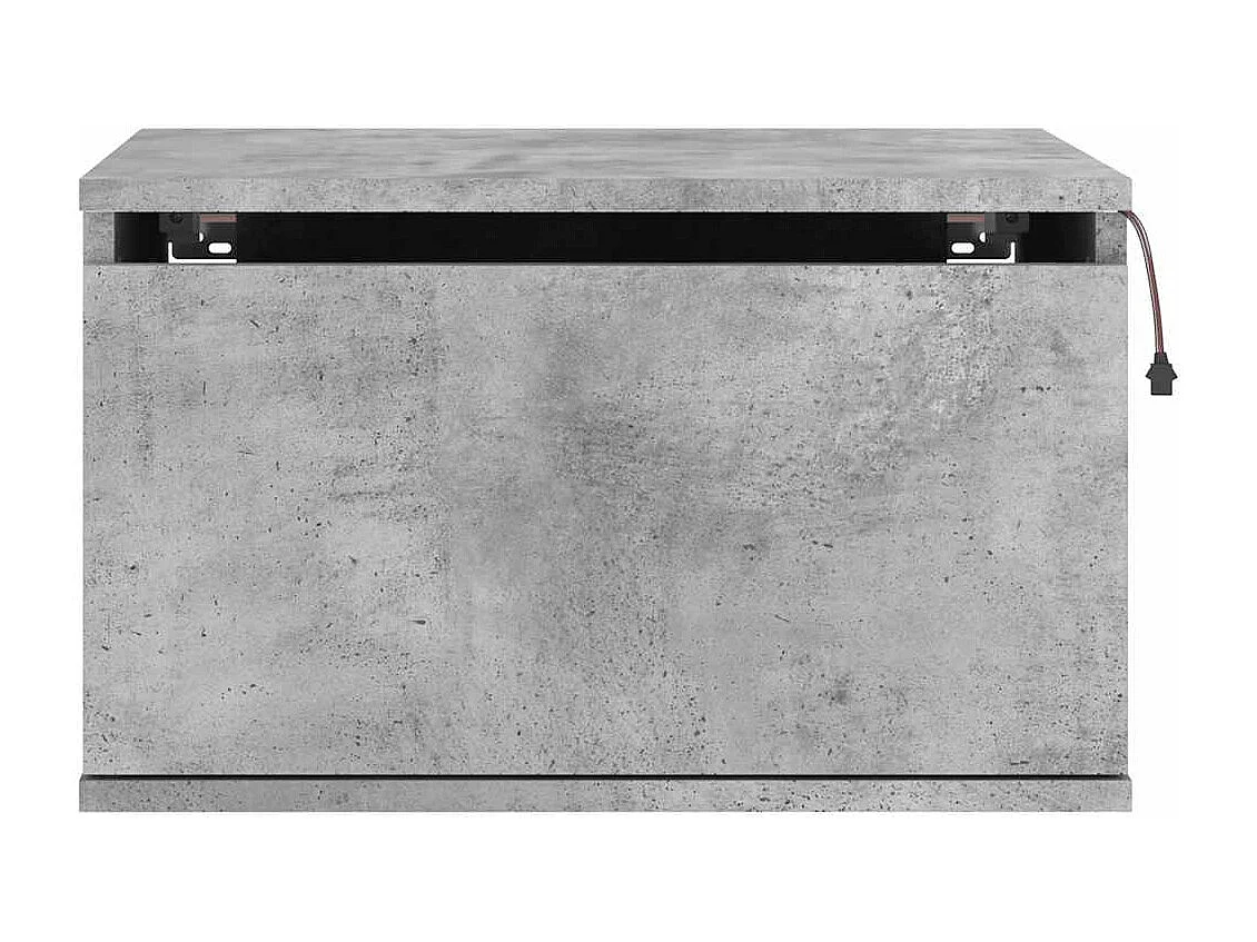 Table de chevet murale avec lumières LED gris béton